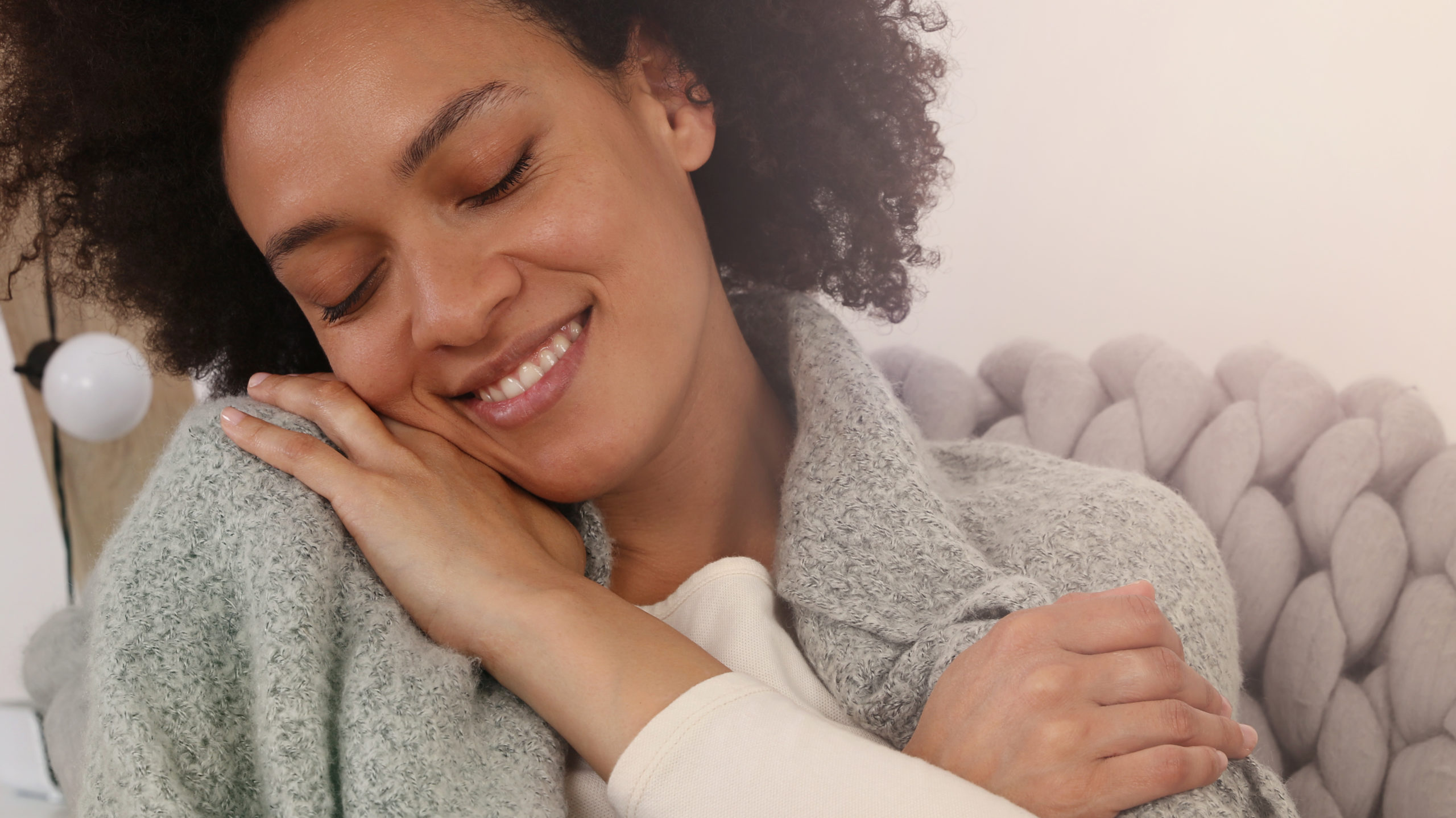 woman practices self-care