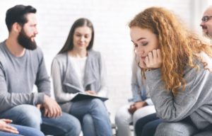young people meet in depression support group