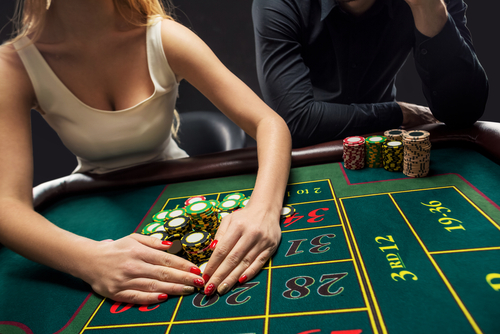 woman gambles at casino