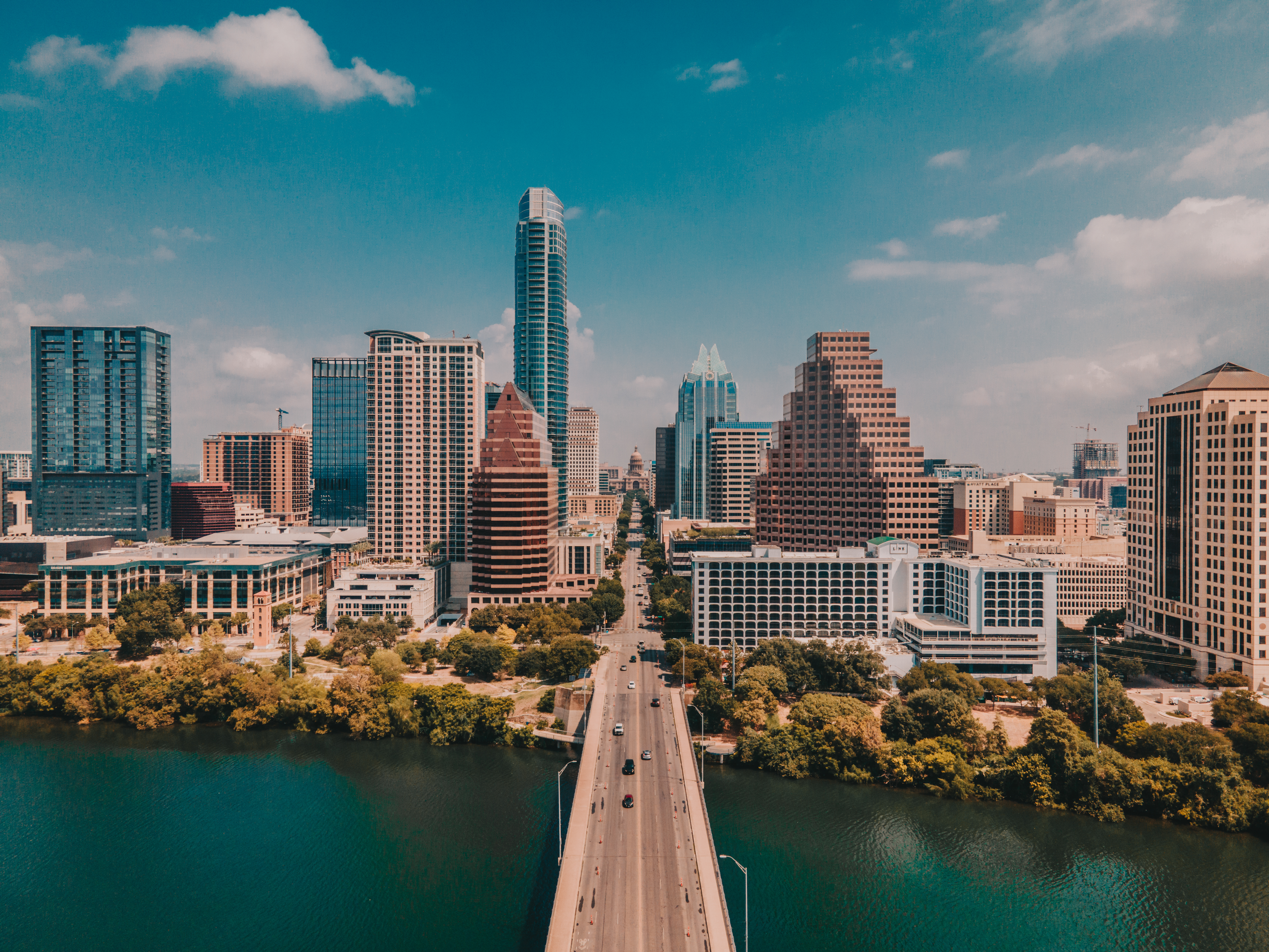 a view of the city skyline including a luxury alcohol rehab center austin tx