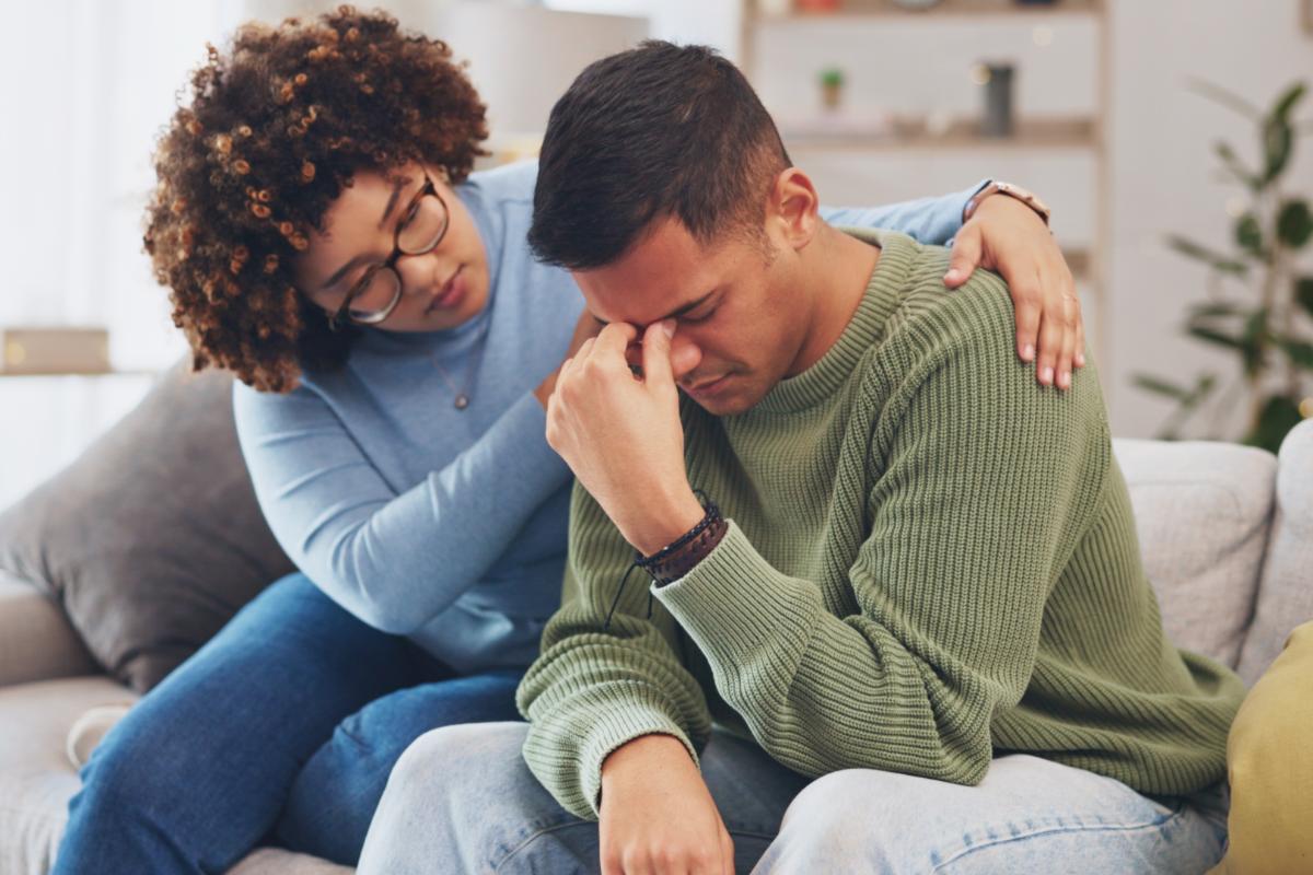 Two people discussing addiction and relationships