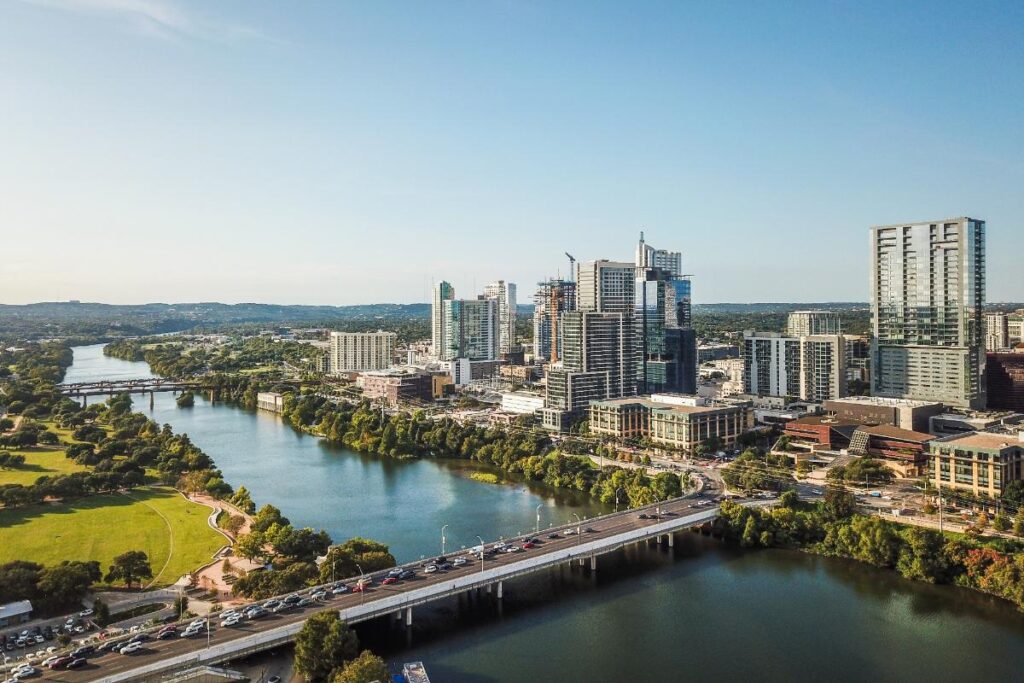 scenic view of city and river for finding an intensive outpatient program near Austin, TX.